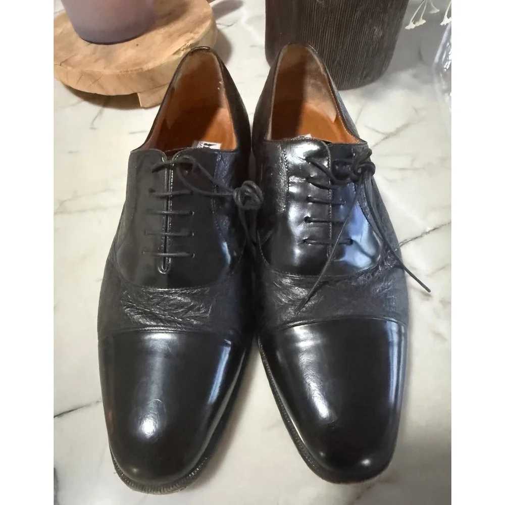 Moreschi Abano Soft Peccary Calf Skin Leather Cap Toe Lace Up Shoes Mens 13 US